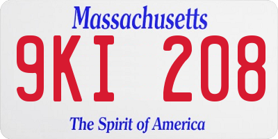 MA license plate 9KI208