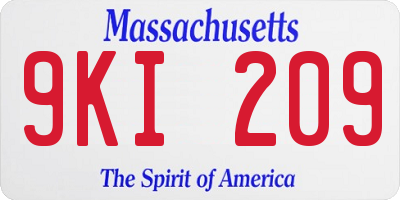 MA license plate 9KI209
