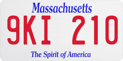MA license plate 9KI210