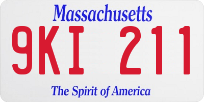 MA license plate 9KI211
