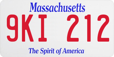 MA license plate 9KI212