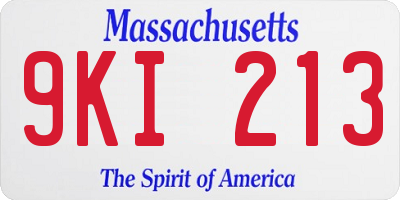 MA license plate 9KI213