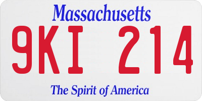 MA license plate 9KI214