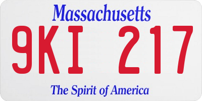MA license plate 9KI217