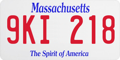 MA license plate 9KI218