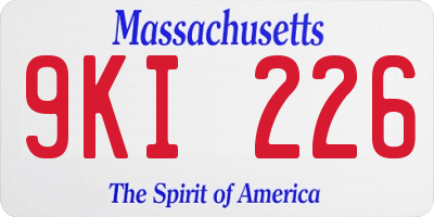 MA license plate 9KI226