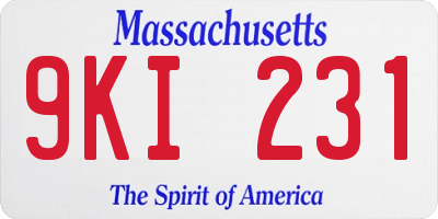 MA license plate 9KI231