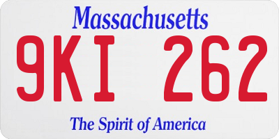 MA license plate 9KI262
