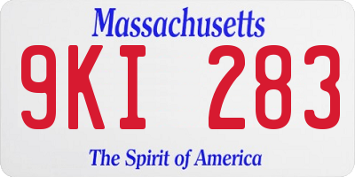 MA license plate 9KI283