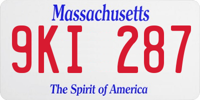 MA license plate 9KI287