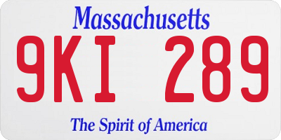 MA license plate 9KI289