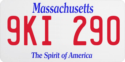 MA license plate 9KI290