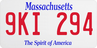 MA license plate 9KI294