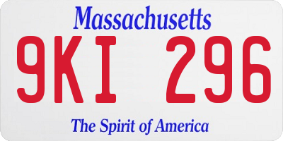 MA license plate 9KI296