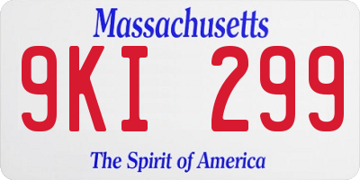 MA license plate 9KI299