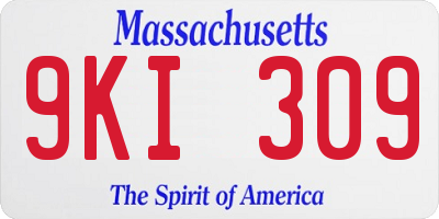 MA license plate 9KI309