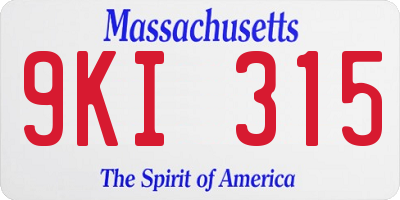 MA license plate 9KI315