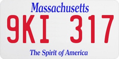 MA license plate 9KI317