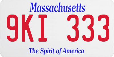 MA license plate 9KI333