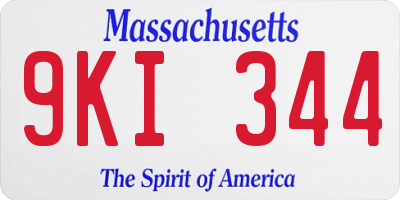 MA license plate 9KI344