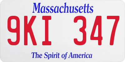 MA license plate 9KI347