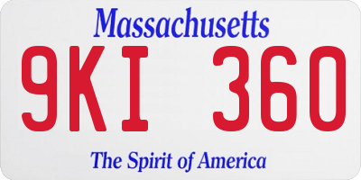 MA license plate 9KI360