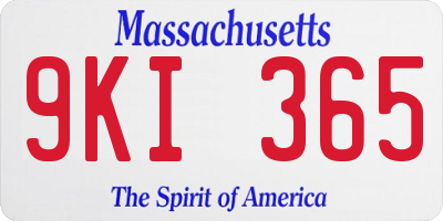 MA license plate 9KI365
