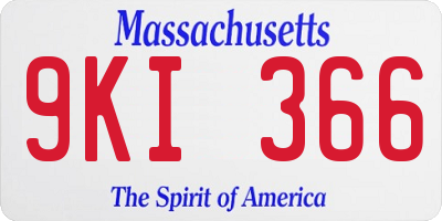 MA license plate 9KI366