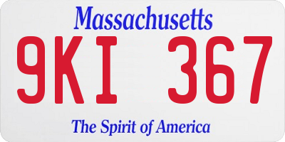 MA license plate 9KI367