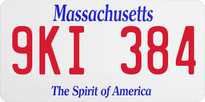 MA license plate 9KI384