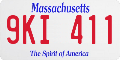MA license plate 9KI411