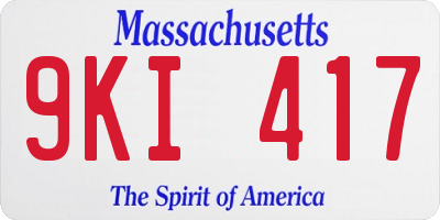 MA license plate 9KI417