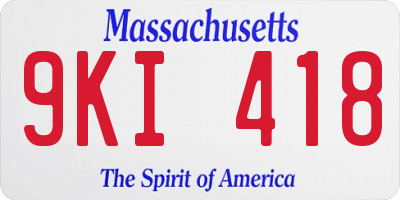 MA license plate 9KI418