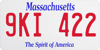 MA license plate 9KI422