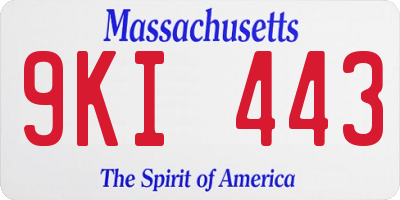 MA license plate 9KI443