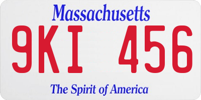 MA license plate 9KI456