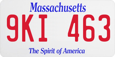 MA license plate 9KI463