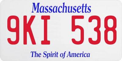 MA license plate 9KI538