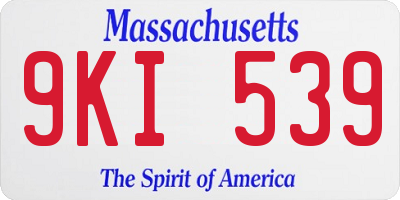 MA license plate 9KI539
