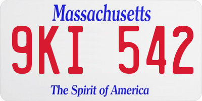 MA license plate 9KI542