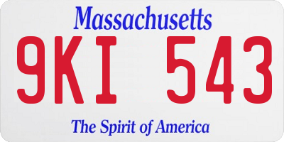 MA license plate 9KI543