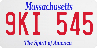 MA license plate 9KI545