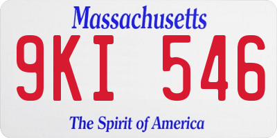 MA license plate 9KI546