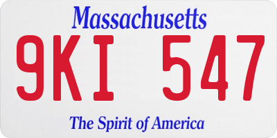 MA license plate 9KI547