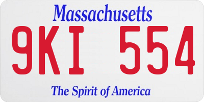 MA license plate 9KI554