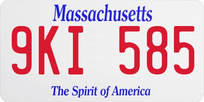 MA license plate 9KI585