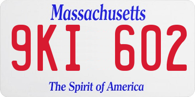 MA license plate 9KI602
