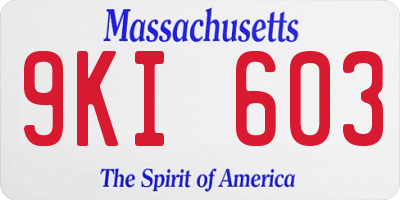 MA license plate 9KI603