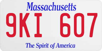 MA license plate 9KI607