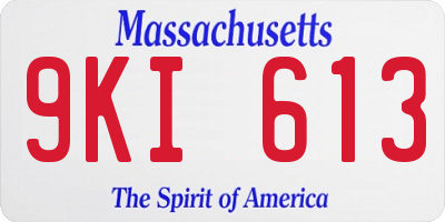 MA license plate 9KI613